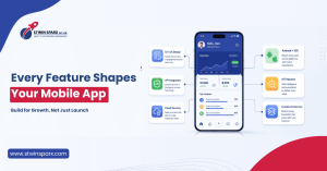 Business analytics dashboard with mobile app interface representing digital transformation and business growth.